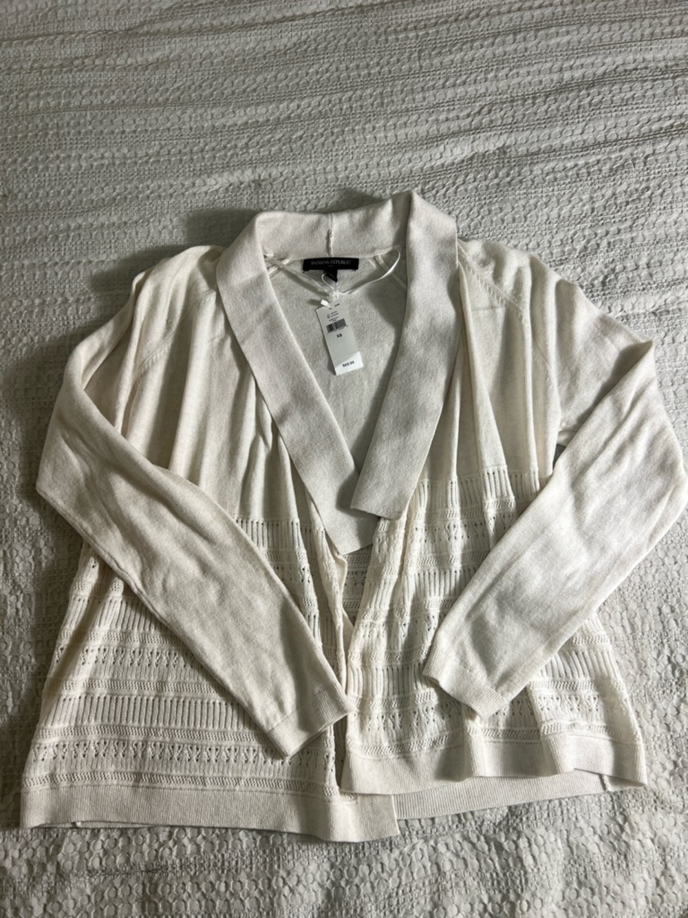 Banana Republic Ivory Open-Front Knit Cardigan size XS